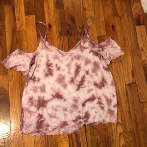 American Eagle Tie Dye Cold Shoulder Tee